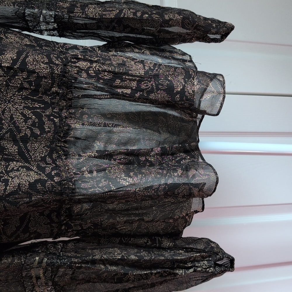 Elie Tahari Black And Gold Silk Blouse - Picture 3 of 12